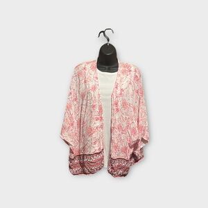 Pink Floral Kimono Cardigan